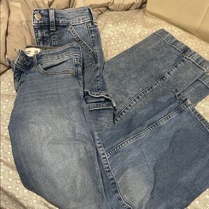 2 Pairs Abercrombie Kids High Rise Wide Leg Jeans- 7/8